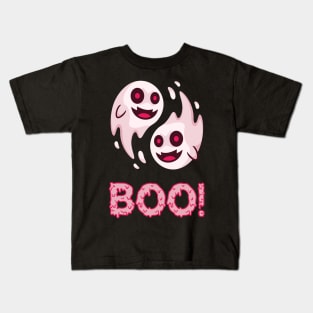 Pink Ghost Halloween Illustrated Kids T-Shirt